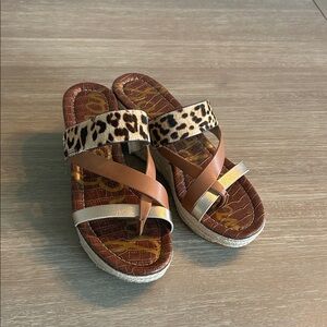 Sam Edelman wedge‎ sandles w leopard strap
